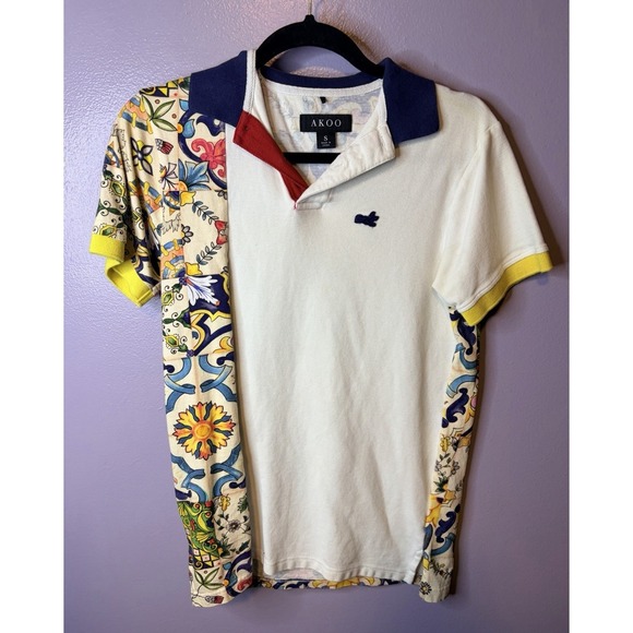 Akoo Other - AKOO Mens Polo‎ Shirt Size S Colorful Preppy Embroidered Unique Multocolor